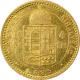 Zlatá minca Čtyřzlatník Františka Josefa I. 10 Franků 4 Forinty 1885