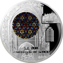 Stříbrná mince Katedrála Palma de Mallorca Růžicové okno 2016 Proof