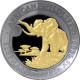 Strieborná Ruténium minca pozlátený Slon africký 1 Oz Golden Enigma High Relief 2016 Proof