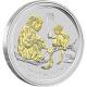 Stříbrná mince pozlacený Year of the Monkey Rok Opice Lunární 1 Oz 2016 Standard