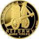 Zlatá čtvrtuncová minca Reformy Márie Terezia - vojenská 2017 Proof