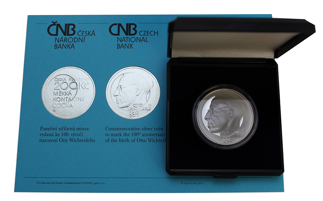 Stříbrná mince 200 Kč Otto Wichterle 100. výročí narození 2013 Proof 