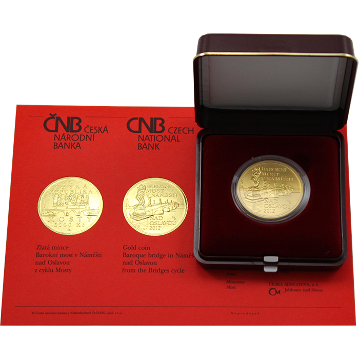 Zlatá mince 5000 Kč Barokní most v Náměšti nad Oslavou 2012 Standard 