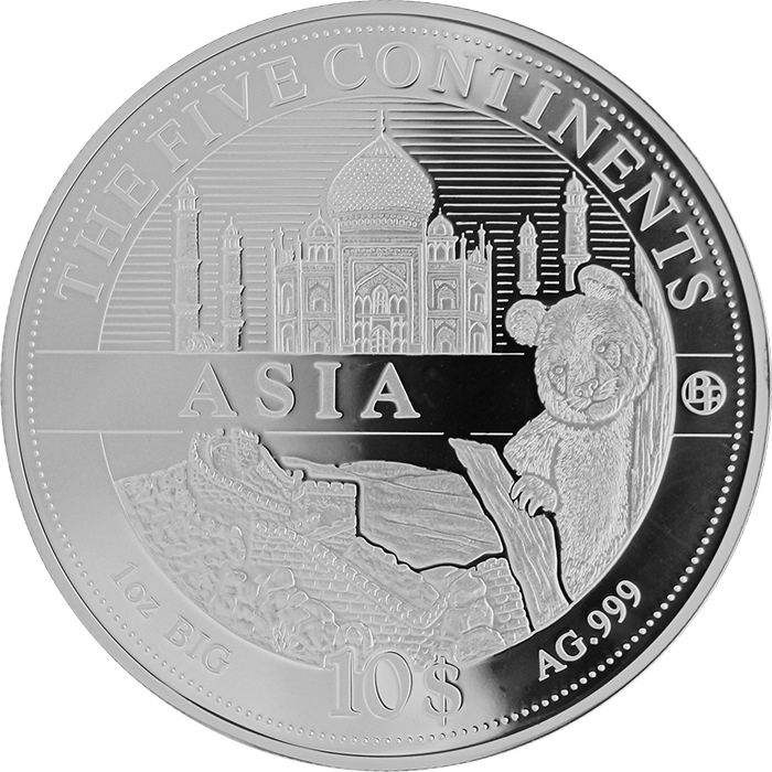 BIG FIVE sada stříbrných mincí Pět Kontinentů Největší unce světa 2011 Proof
