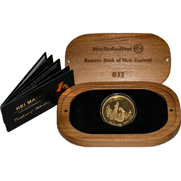 Zlatá minca Hei Matau Maori Art 1 Oz 2012 Proof