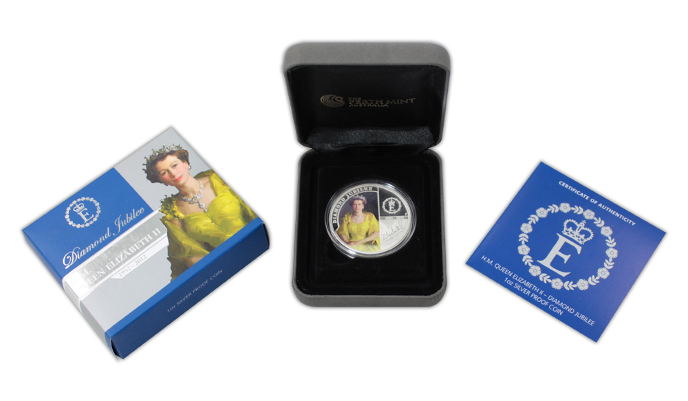 Strieborná minca Diamantové výročie Elizabeth II. 2012 Proof