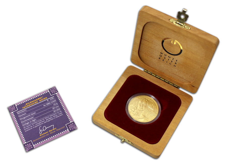 Zlatá minca 100 EUR Raphael Donner 2002