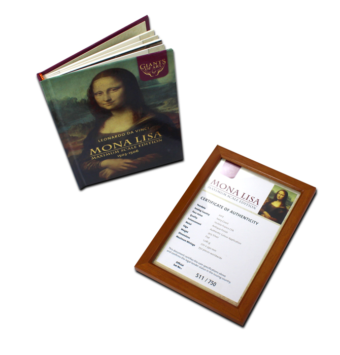 Leonardo da Vinci Mona Lisa Exkluzivní stříbrná mince Velikáni umění 2017 Standard