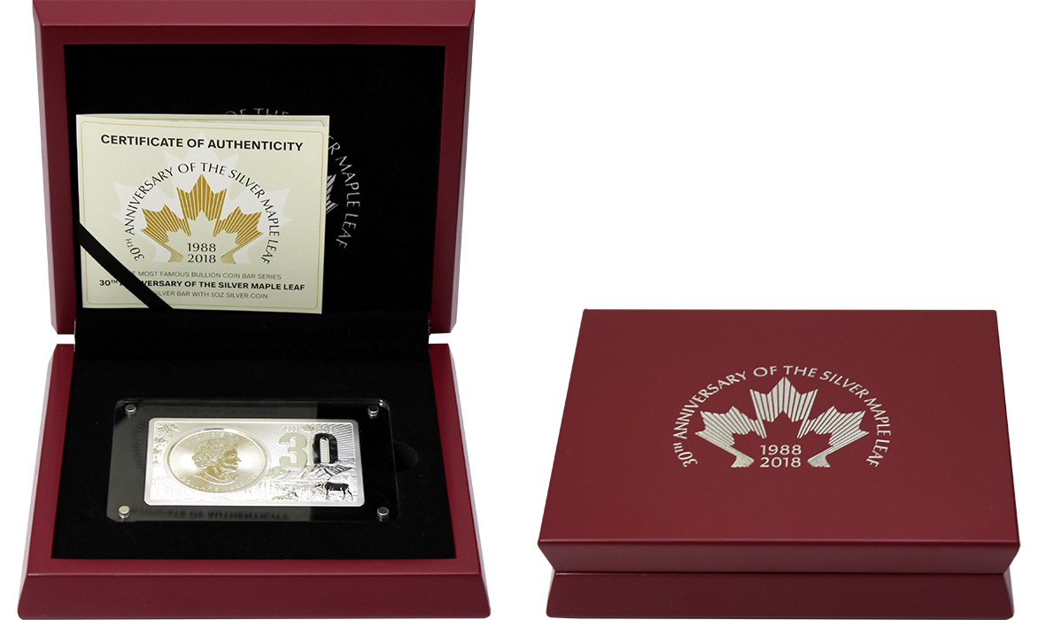 Strieborná minca Maple Leaf - 30. výročie Exkluzívna edícia 2018 Proof