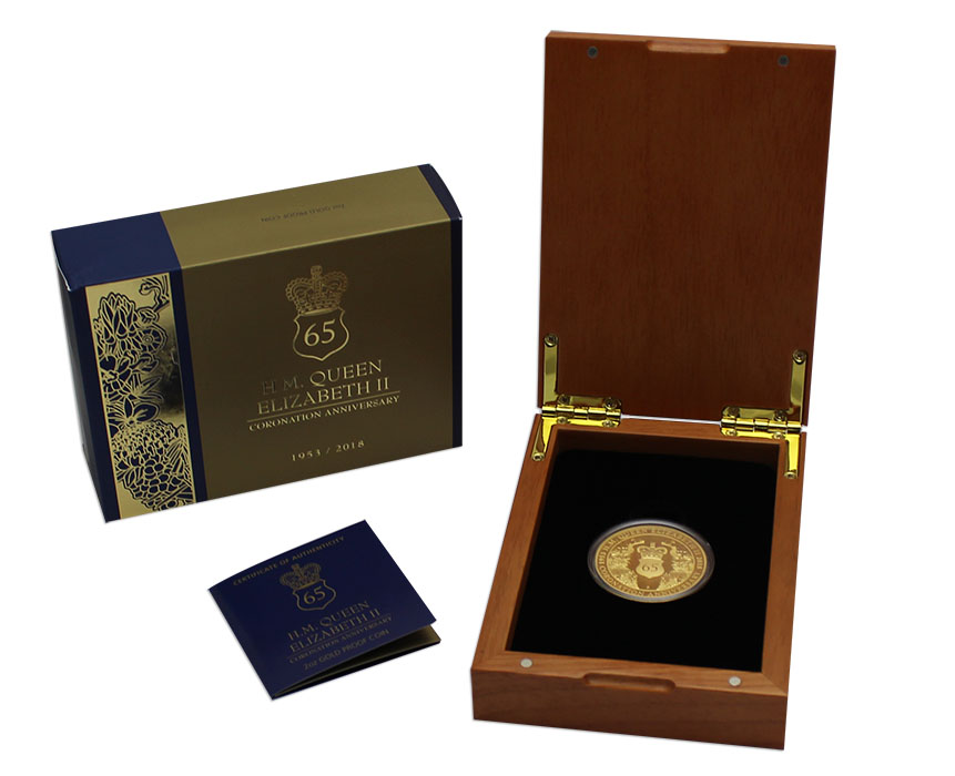 Zlatá mince 65. výročí korunovace Alžběty II. 2 Oz 2018 Proof