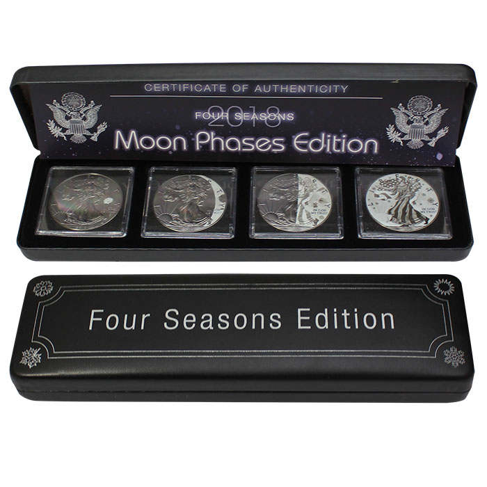 American Eagle Čtyři roční období Sada stříbrných Ruthenium mincí 2018 Standard