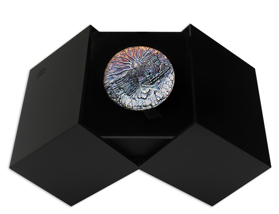 Stříbrná mince 5 Oz Rare Earth se zlatým diamantem High Relief 2018