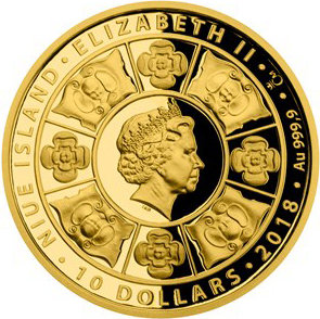 Sada dvoch zlatých mincí Zlatá ruža od pápeža 2018 Proof