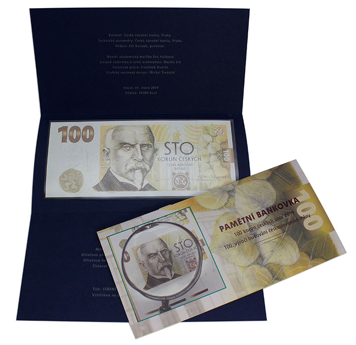 Budování československé měny - Alois Rašín bankovka 100 Kč emise 2019