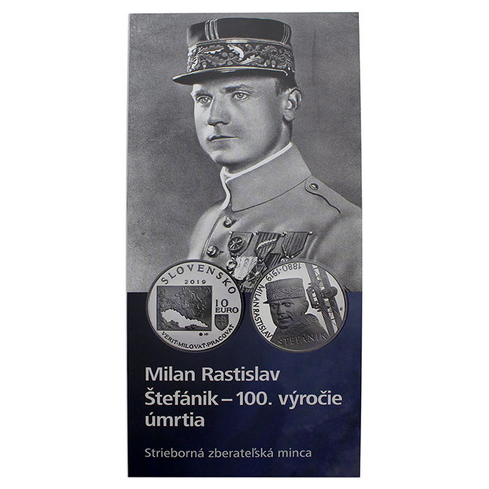 Stříbrná mince Milan Rastislav Štefánik - 100. výročí úmrtí 2019 Proof