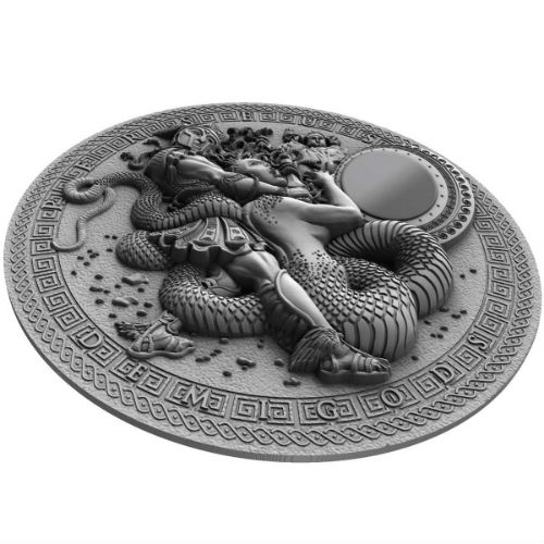 Strieborná minca Polobohovia - Perseus 2 Oz High Relief 2018 Antique Standard