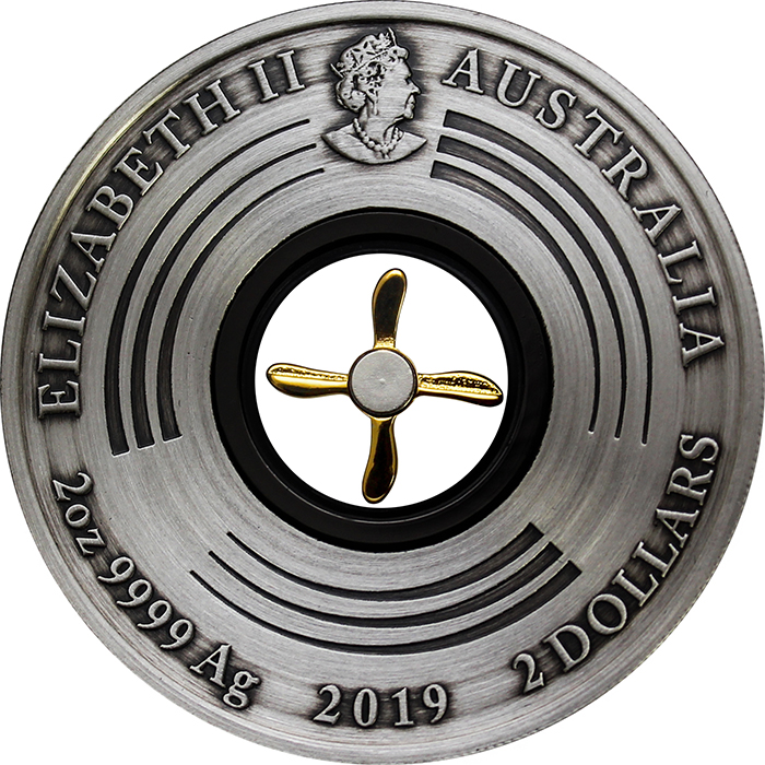 Stříbrná mince 2 Oz 100. výročí prvního letu z Anglie do Austrálie 2019 Antique Standard