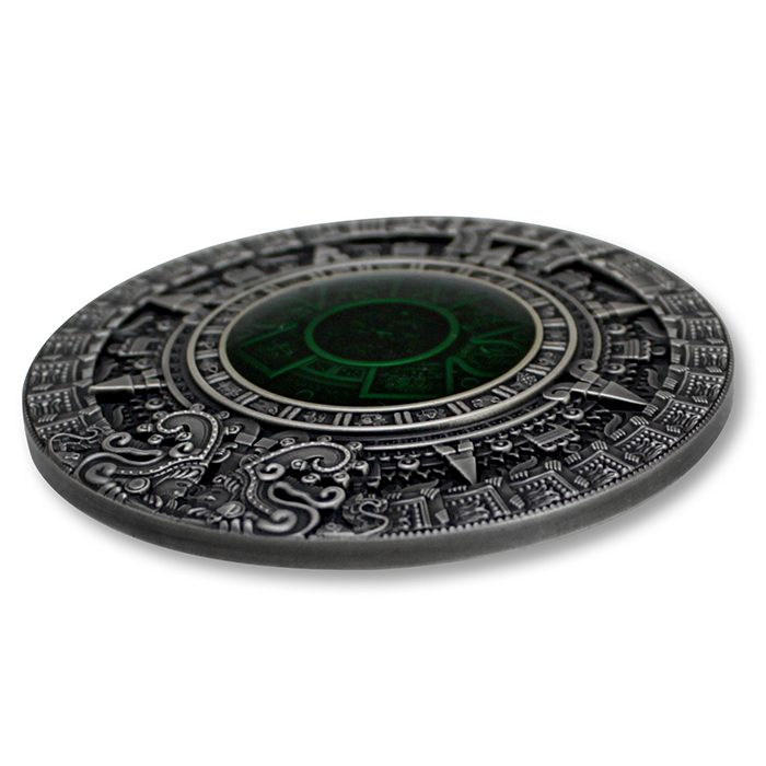 Strieborná minca Kalendár Aztékov 2 Oz 2019 Antique Standard
