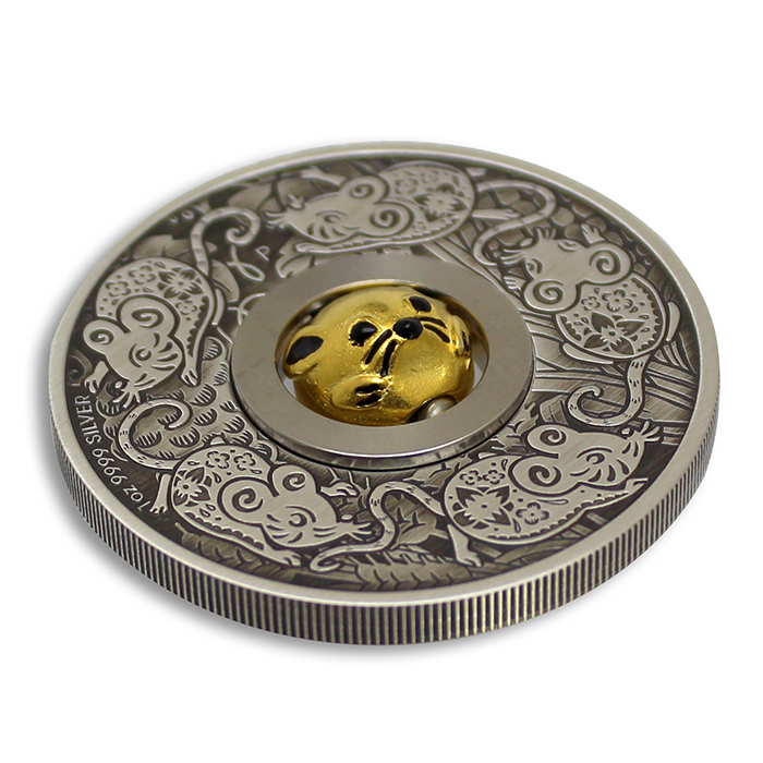 Stříbrná mince 1 Oz lunární Myš 2020 Antique Standard
