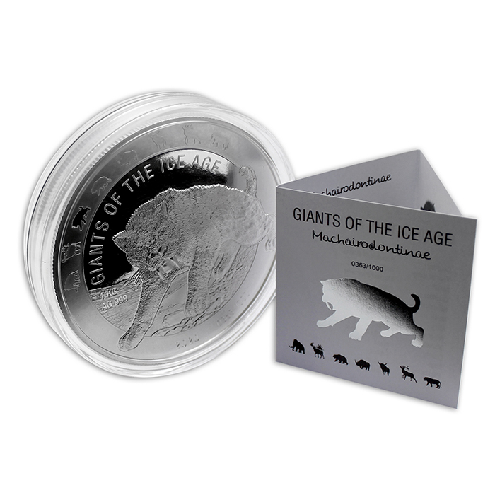 Stříbrná investiční mince 1 Kg Obři doby ledové - Šavlozubý tygr 2020