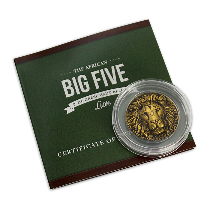Zlatá mince Lev The African Big Five High Relief 1 Oz 2020 Antique Standard