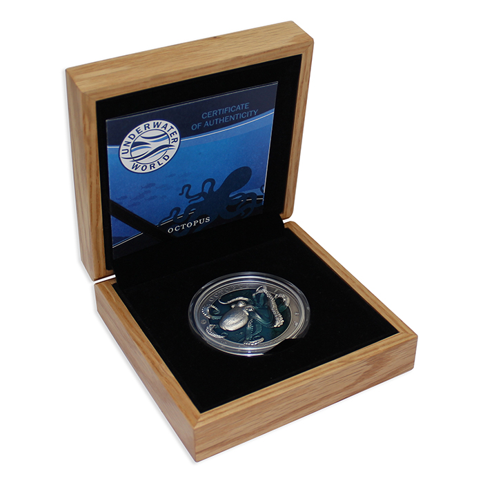 Stříbrná mince 3 Oz Podmořský svět - Chobotnice 2021 Antique Standard