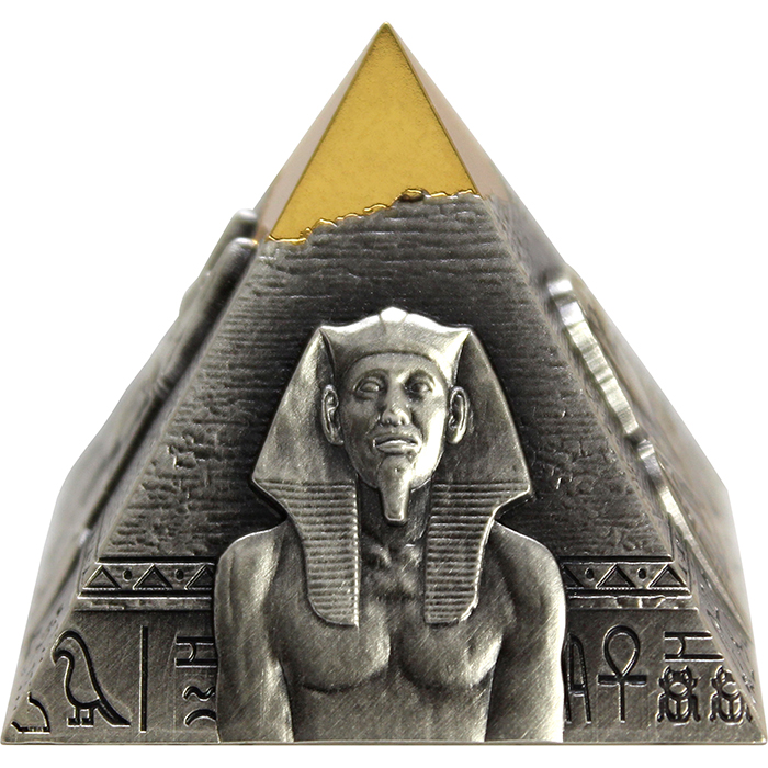 Stříbrná pozlacená mince 5 Oz Rachefova pyramida 2021 Antique Standard