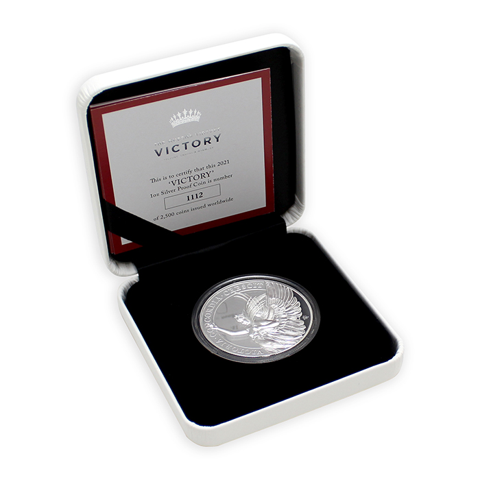 Stříbrná mince Ctnosti královny - Vítězství 1 Oz 2021 Proof
