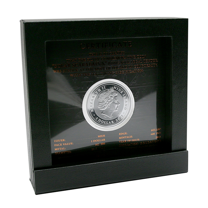 Stříbrná mince Skarabeus Sluneční kámen 2021 Proof