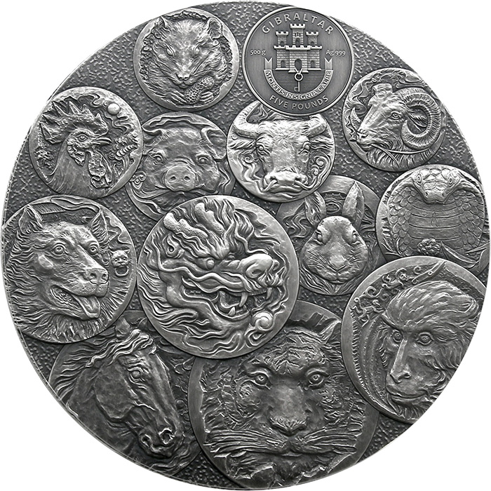 Strieborná minca 500g Znamenie čínskeho zverokruhu pre šťastie Antique Štandard