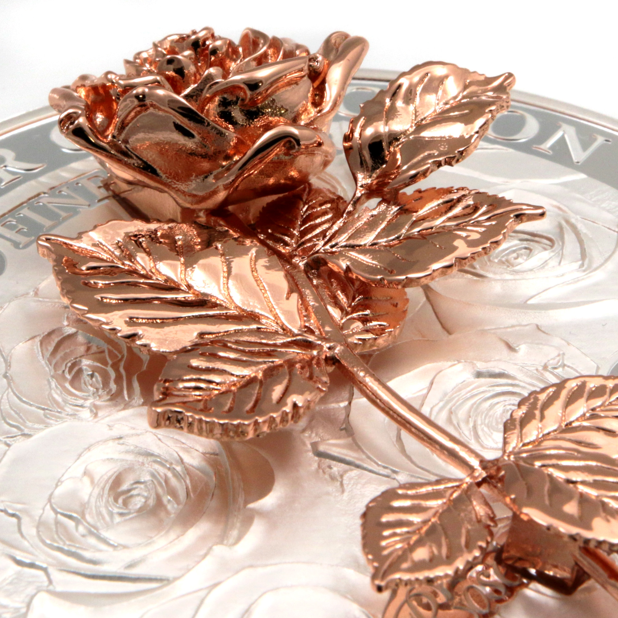 Stříbrná mince 1 kg Golden Flower Collection - zlatá 3D růže 2021 Proof