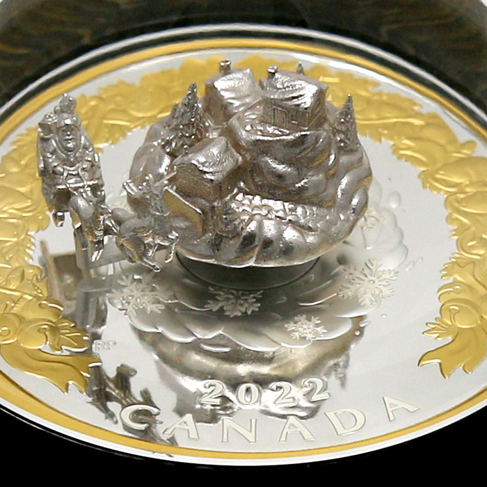 Stříbrná pozlacená mince 5 Oz Sváteční nádhera 2022