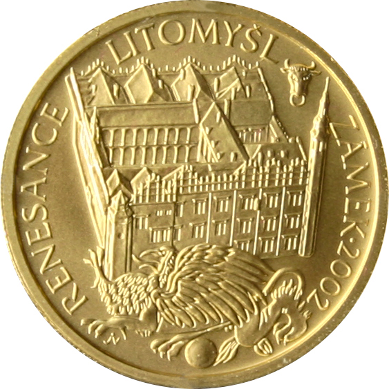 Zlatá minca 2000 Kč Zámek v Litomyšli Renesancia 2002 Štandard 