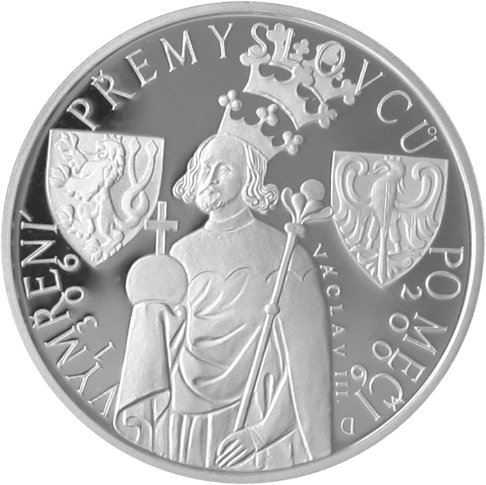 Stříbrná mince 200 Kč Vymření Přemyslovců po meči 700. výročí 2006 Proof
