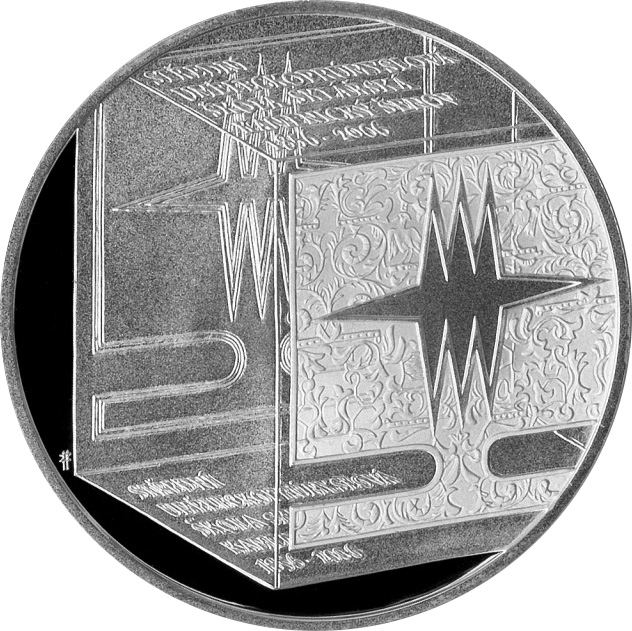 Přední strana Stříbrná mince 200 Kč Založení SUŠ v Kamenickém Šenově 150. výročí 2006 Proof