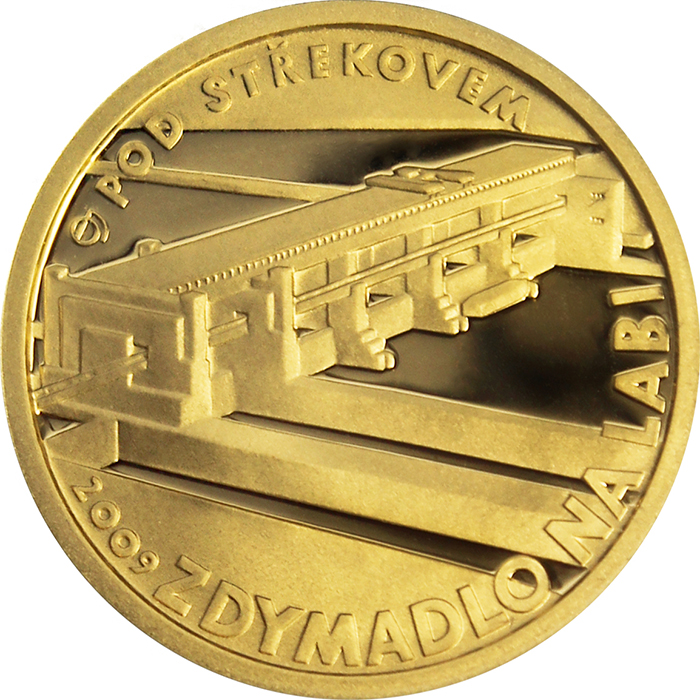 Zlatá minca 2500 Kč Zdymadlo na Labi pod Střekovem 2009 Proof 