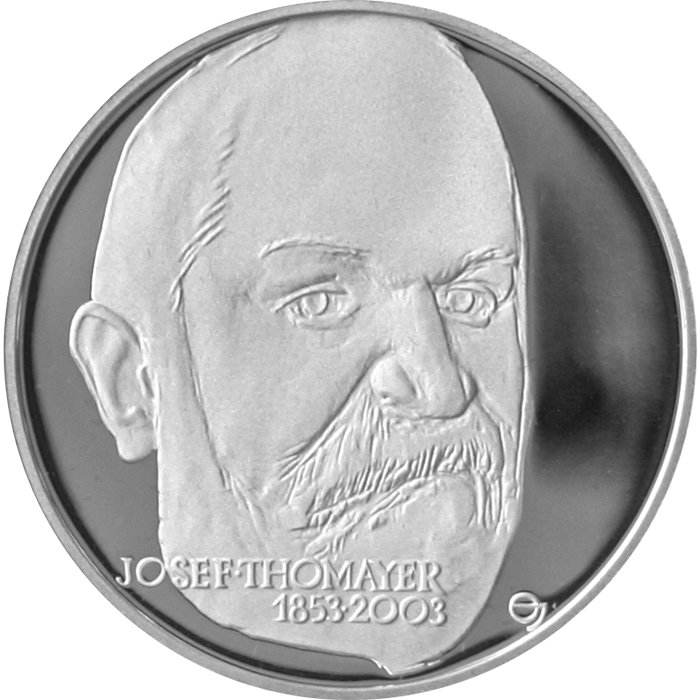 Přední strana Stříbrná mince 200 Kč Josef Thomayer 150. výročí narození 2003 Proof