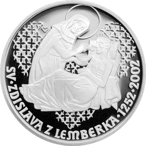Stříbrná mince 200 Kč Sv. Zdislava z Lemberka 750. výročí úmrtí 2002 Proof