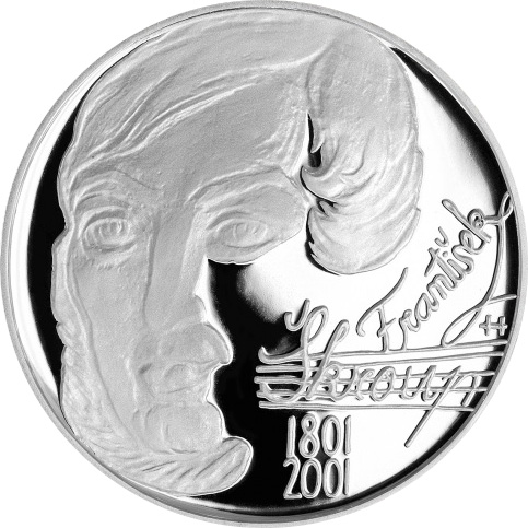 Přední strana Stříbrná mince 200 Kč František Škroup 200. výročí narození 2001 Proof