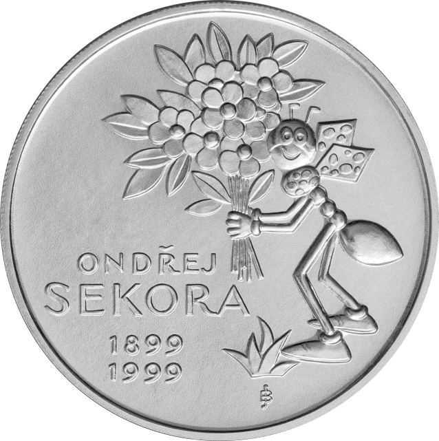 Stříbrná mince 200 Kč Ondřej Sekora 100. výročí narození 1999 Proof