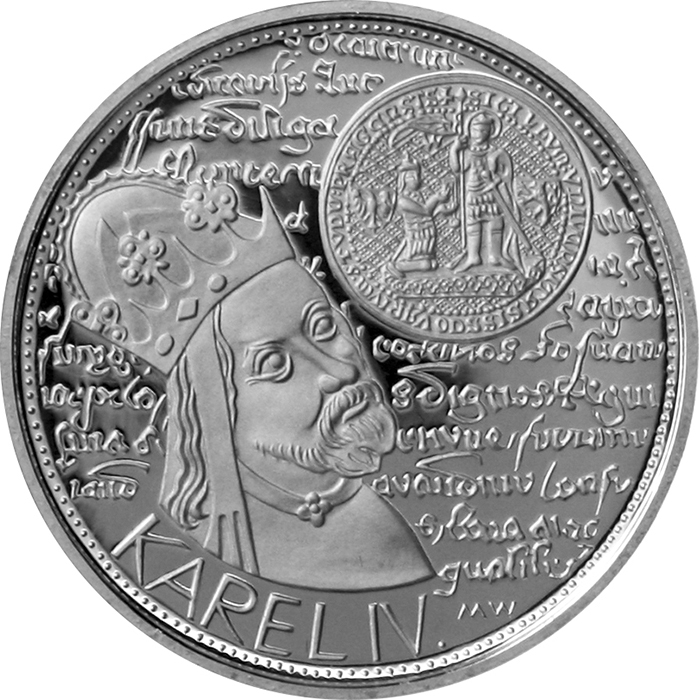 Stříbrná mince 200 Kč Založení Univerzity Karlovy 650. výročí 1998 Proof