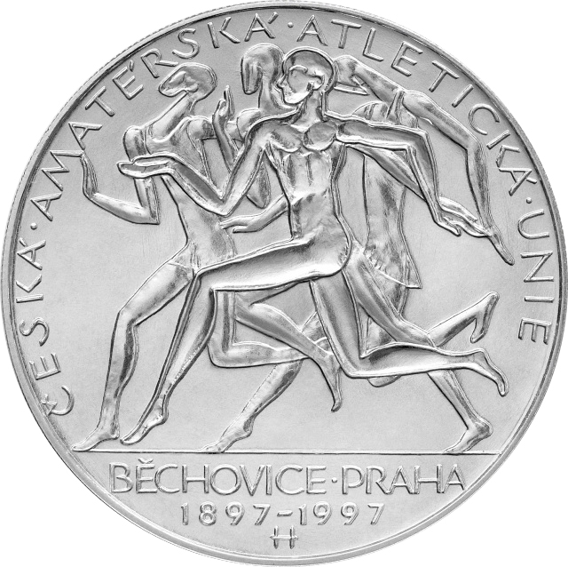 Stříbrná mince 200 Kč Založení České amatérské atletické unie 100. výročí 1997 Proof