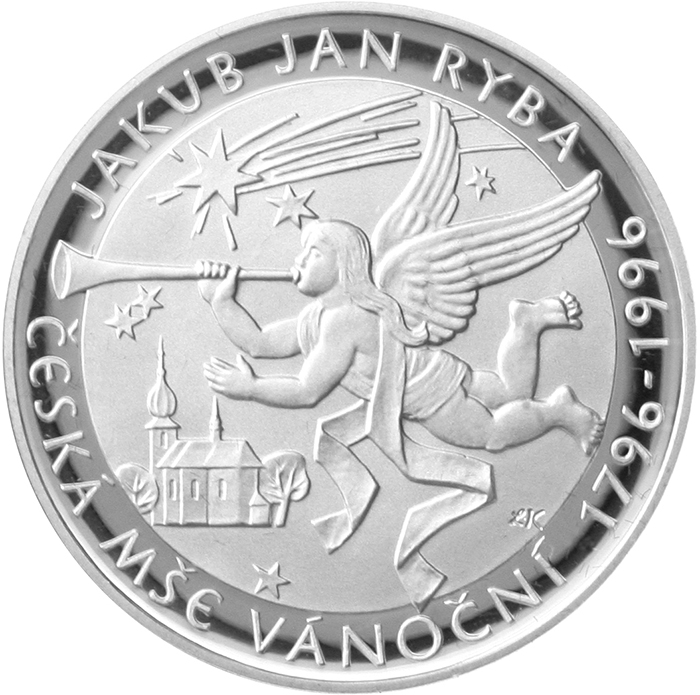 Stříbrná mince 200 Kč Jakub Jan Ryba Česká mše vánoční 200. výročí 1996 Proof 