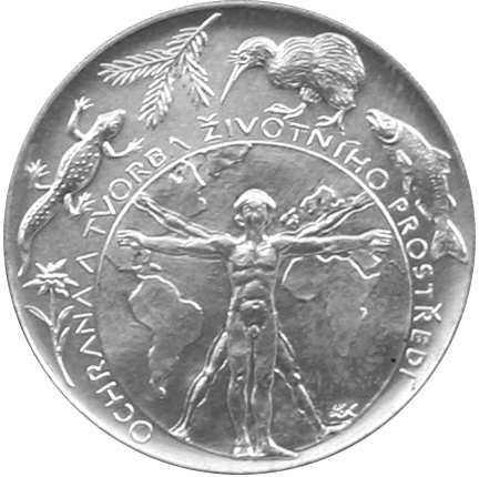 Stříbrná mince 200 Kč Ochrana a tvorba životního prostředí 1994 Proof