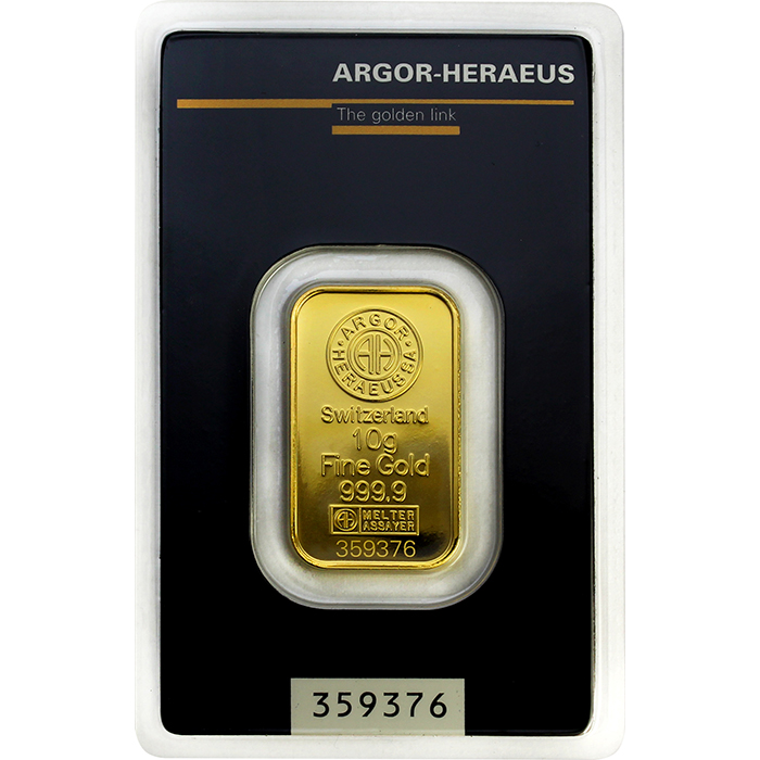 10g Argor Heraeus SA  Švajčiarsko Investičná zlatá tehlička