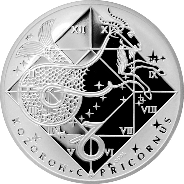 Strieborná  medaila Kozoroh Znamenie zverokruhu Proof