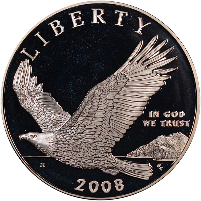 Přední strana Strieborná minca Bald Eagle 2008