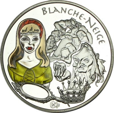 Přední strana Blanche-Neige 1 1/2 euro (Sněhurka)  Strieborná pamätná minca