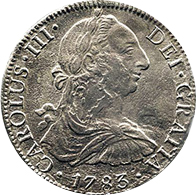 Přední strana Strieborná minca osem reálov  z vraku lodi EL Cazador