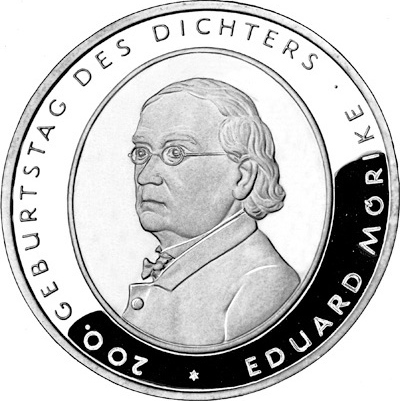Eduard Mörike Stříbrná pamětní mince 2004 Německo